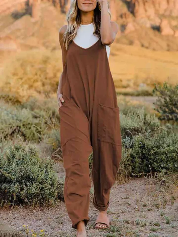 Full Size Sleeveless Pocketed Jumpsuit in 2 Colors - Clearance! sold by Roxie’s Picks