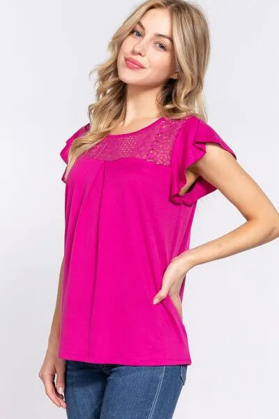 Ruffle Short Sleeve Lace Knit Top - Clearance! sold by Roxie’s Picks product image thumbnail 3