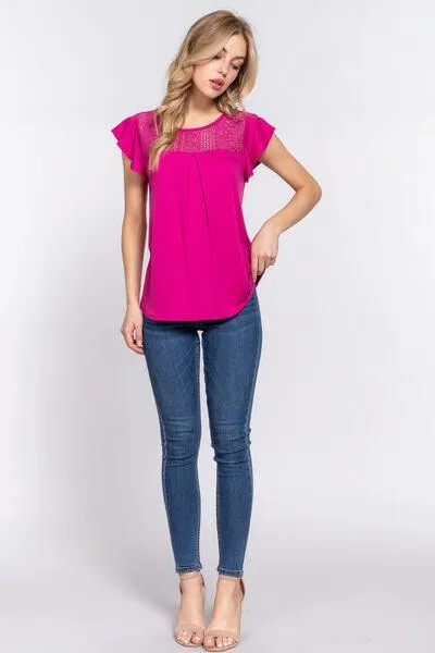 Ruffle Short Sleeve Lace Knit Top - Clearance! sold by Roxie’s Picks product image thumbnail 4
