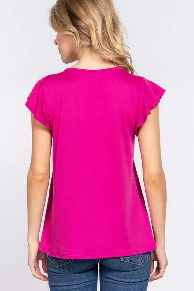 Ruffle Short Sleeve Lace Knit Top - Clearance! sold by Roxie’s Picks product image thumbnail 2