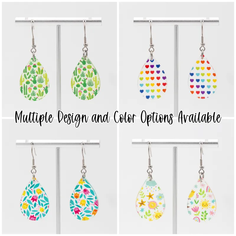 Teardrop Acrylic Dangle Earrings | 9 Styles sold by Roxie’s Picks