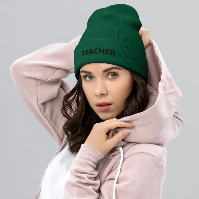Teacher Cuffed Beanie sold by Roxie’s Picks
