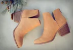 V-Cut Stacked Heel Bootie sold by Roxie’s Picks