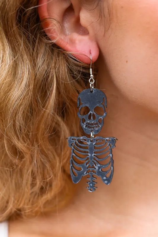 Black Skeleton Acrylic Drop Earrings sold by Roxie’s Picks