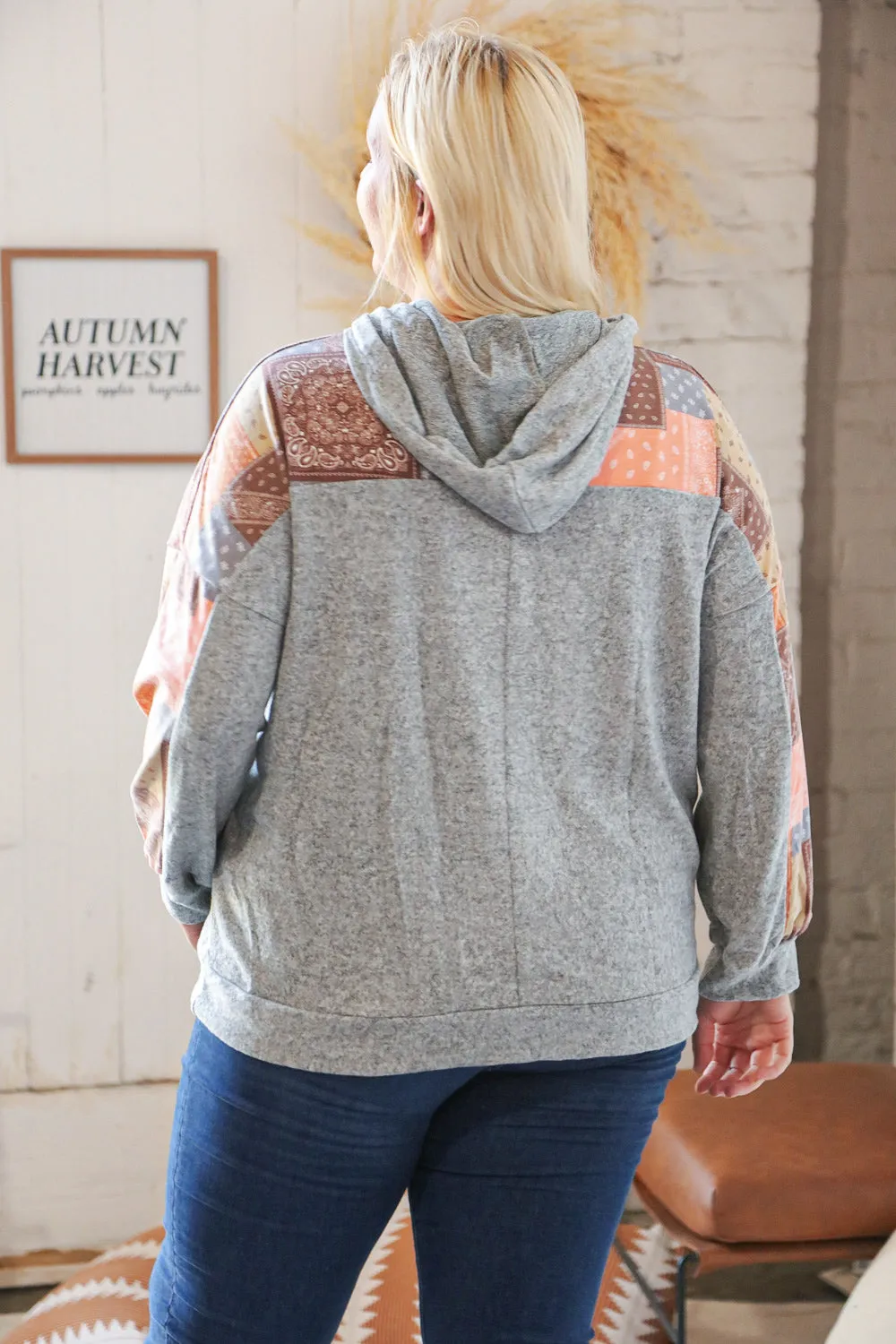 Harvest Ethnic Patchwork Print Kangaroo Pocket Hoodie sold by Roxie’s Picks product image thumbnail 3