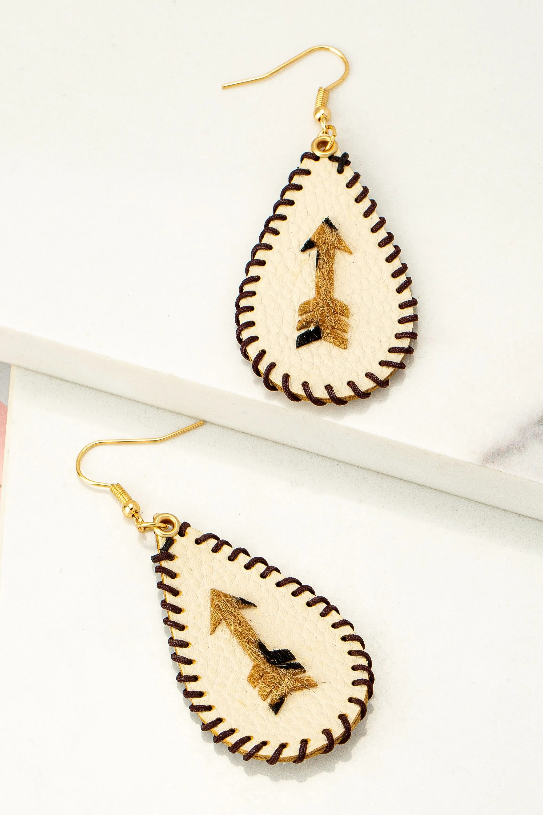 Boho Leather Arrowhead Drop Earrings sold by Roxie’s Picks