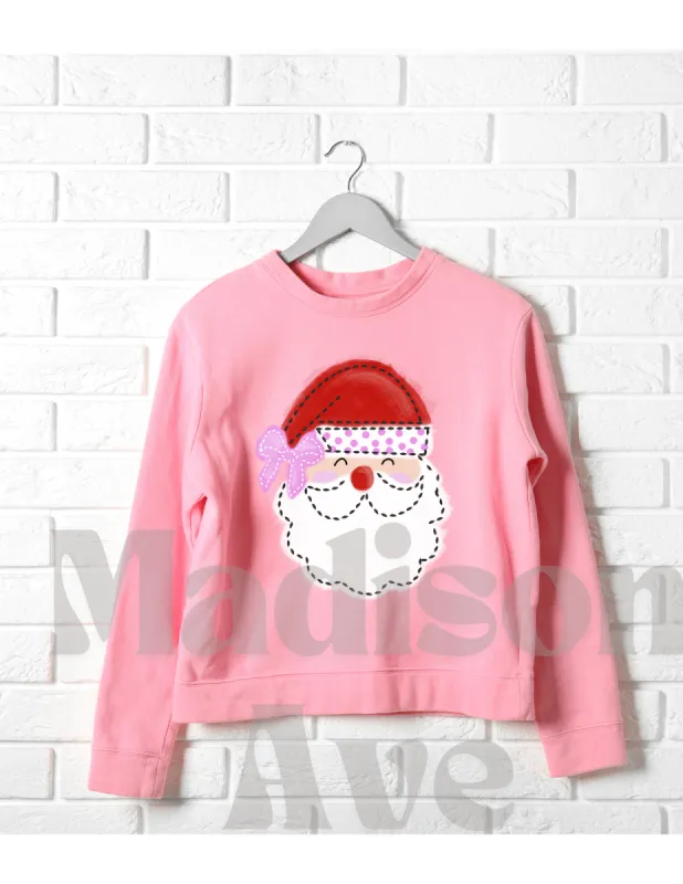 Santa with Pink Bow Sweatshirt sold by Roxie’s Picks