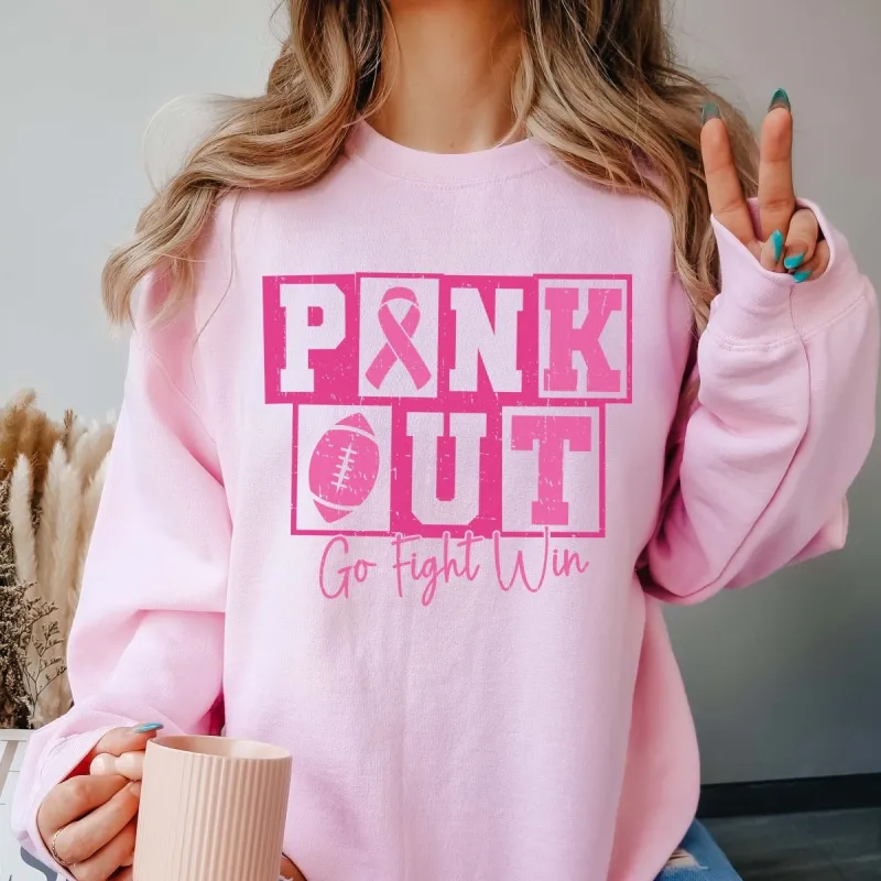 Pink Out Go Fight Win Graphic Sweatshirt sold by Roxie’s Picks