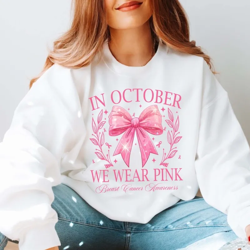 We Wear Pink Bow With Stars Graphic Sweatshirt sold by Roxie’s Picks