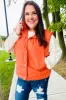 Weekend Ready Rust High Neck Snap Button Quilted Puffer Vest sold by Roxie’s Picks