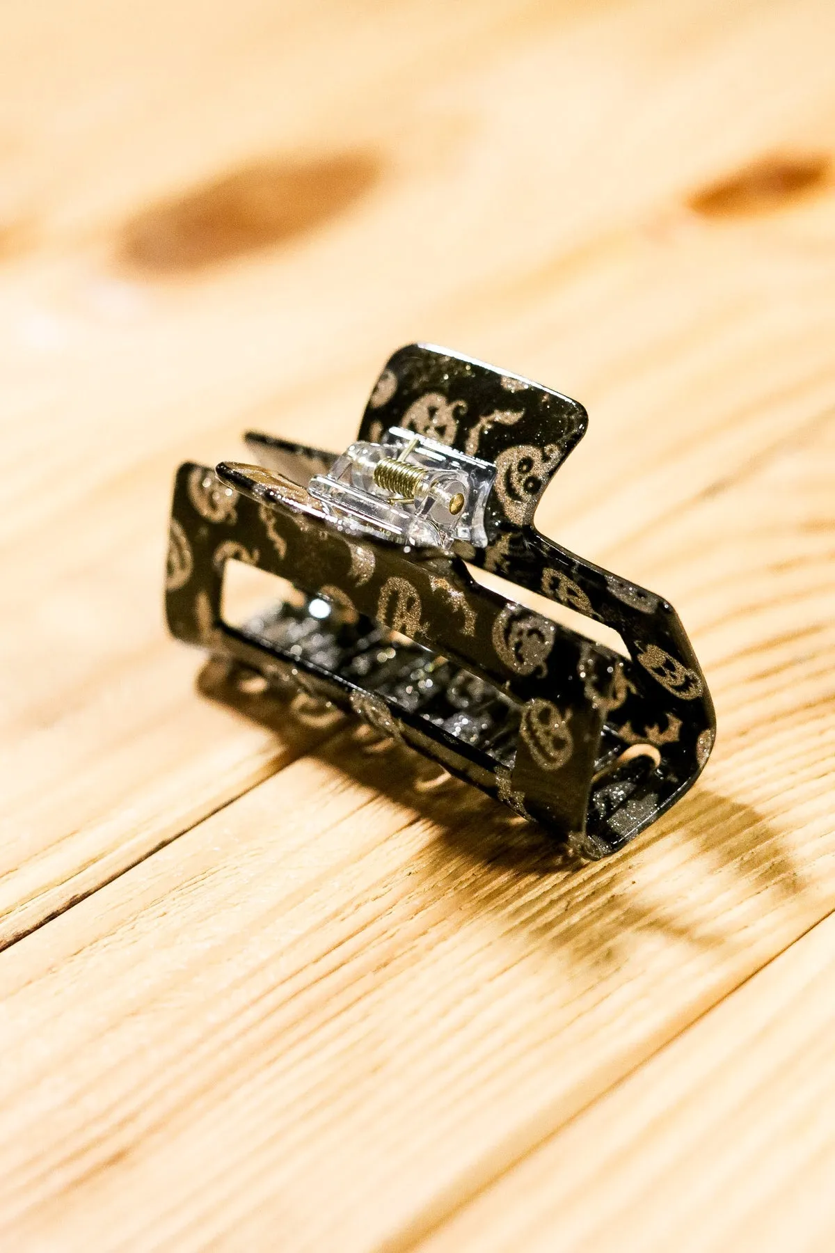 Silver & Black Glitter Jack-O-Lantern Halloween Hair Claw sold by Roxie’s Picks product image thumbnail 2