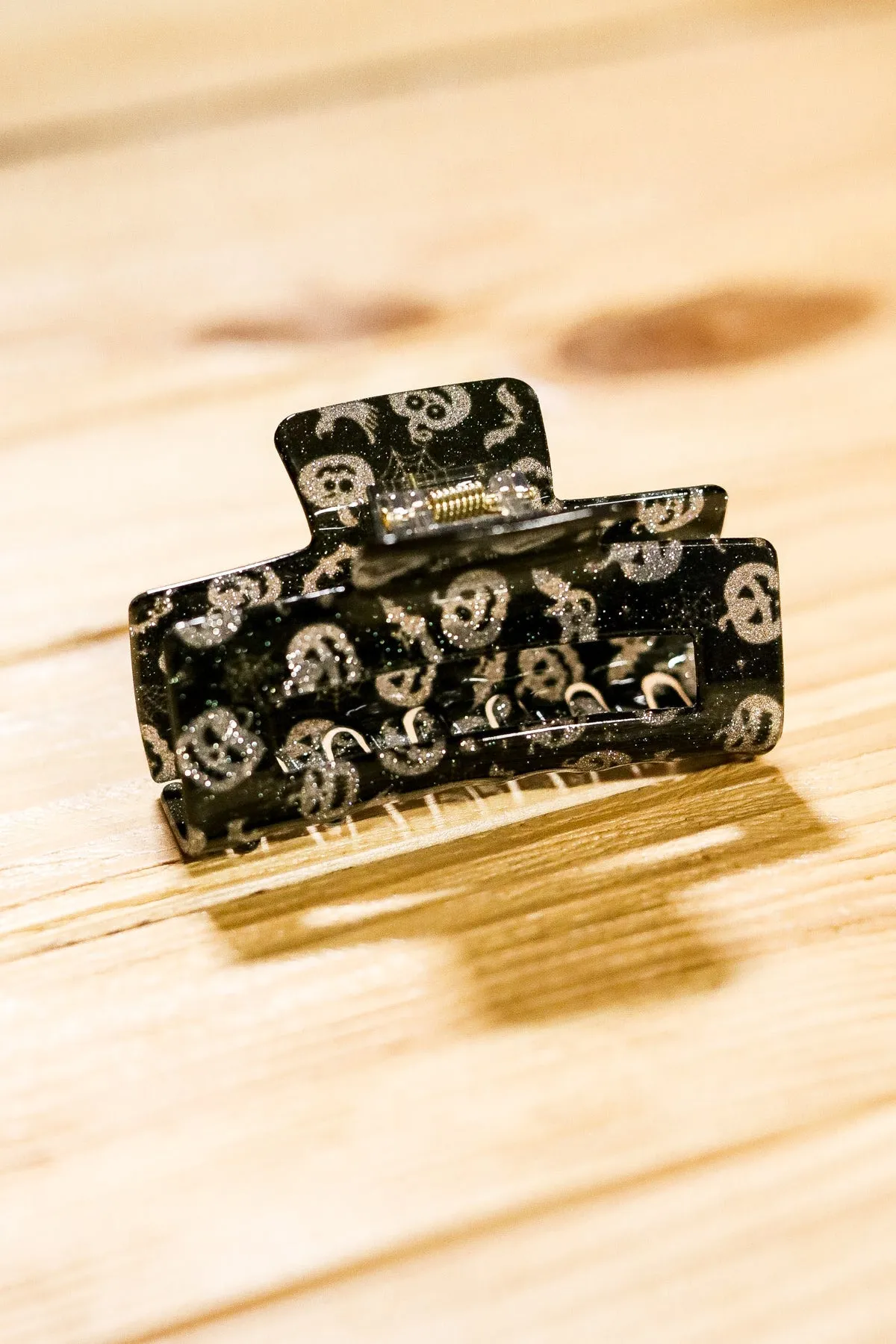 Silver & Black Glitter Jack-O-Lantern Halloween Hair Claw sold by Roxie’s Picks product image thumbnail 3