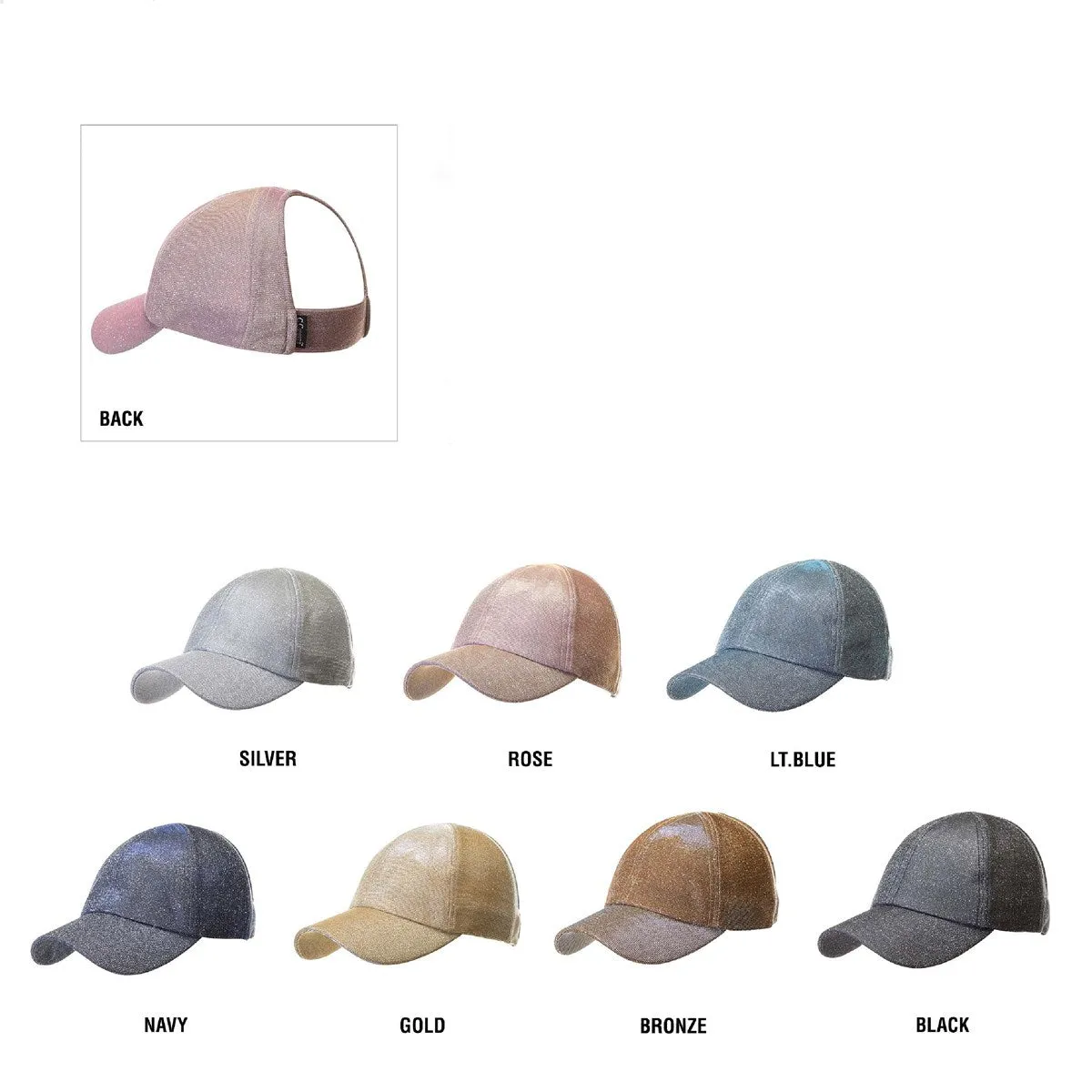 CC Metallic Women Hats Extremely Comfy Fit Ponytail Cap sold by Roxie’s Picks product image thumbnail 2