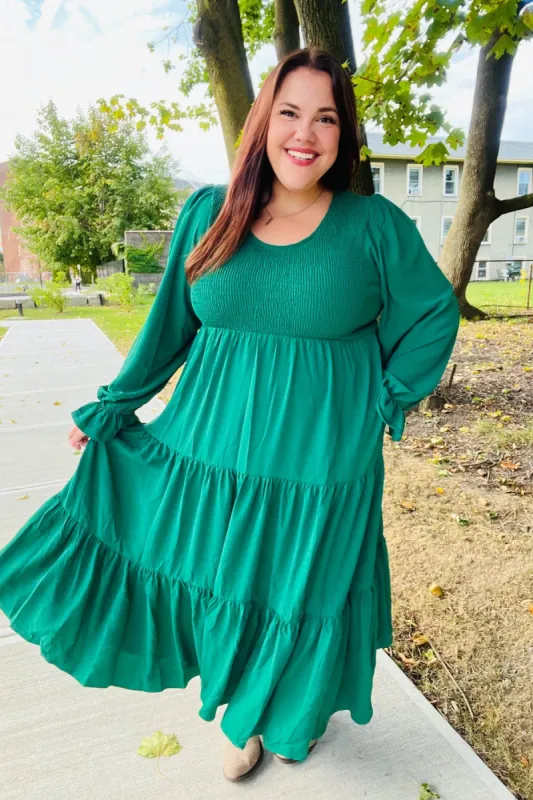 Beautiful You Green Smocked Ruffle Sleeve Maxi Dress sold by Roxie’s Picks