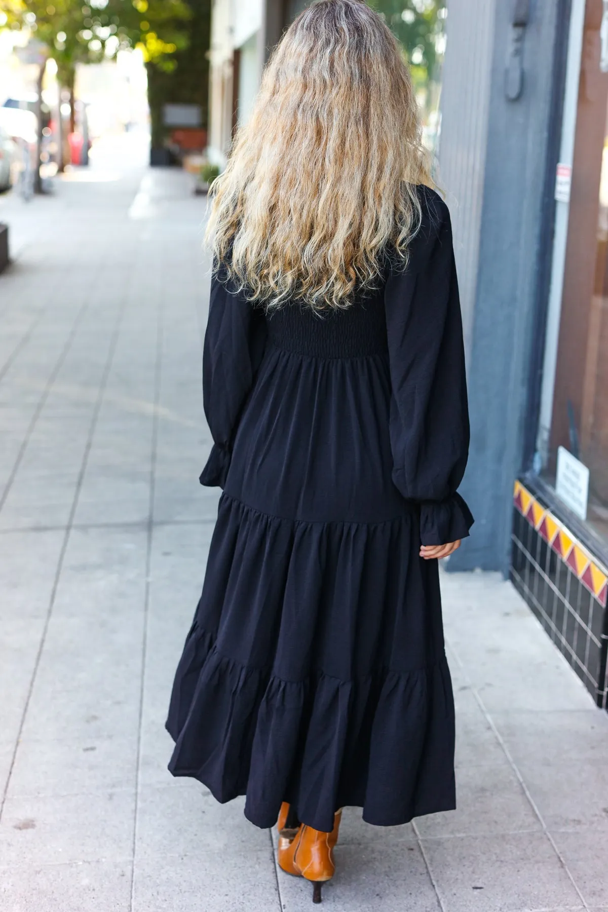 Beautiful You Black Smocked Ruffle Sleeve Maxi Dress sold by Roxie’s Picks product image thumbnail 3