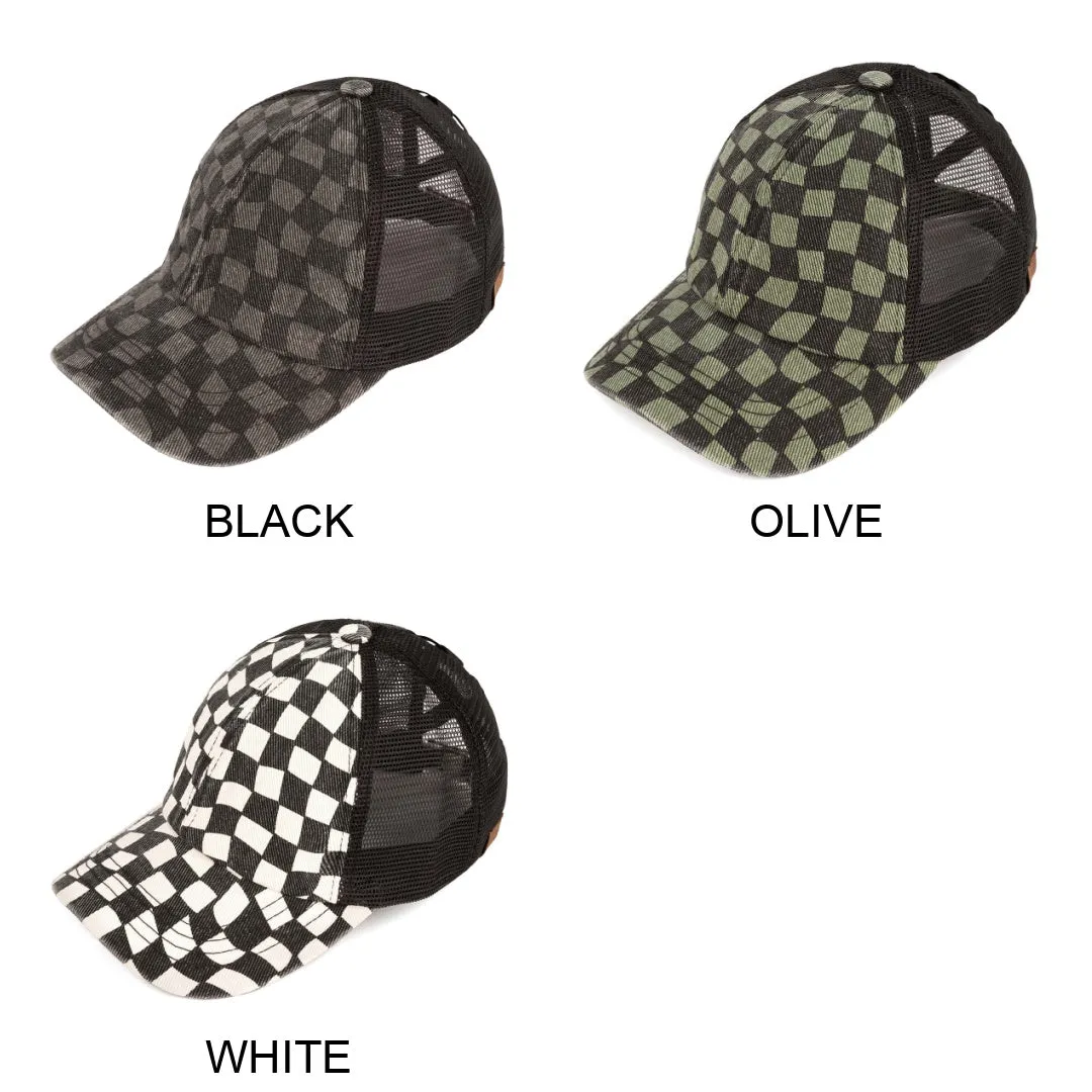 CC Checkered Pattern Pony Hats Criss Cross Style Women Cap for Ponytail sold by Roxie’s Picks product image thumbnail 2