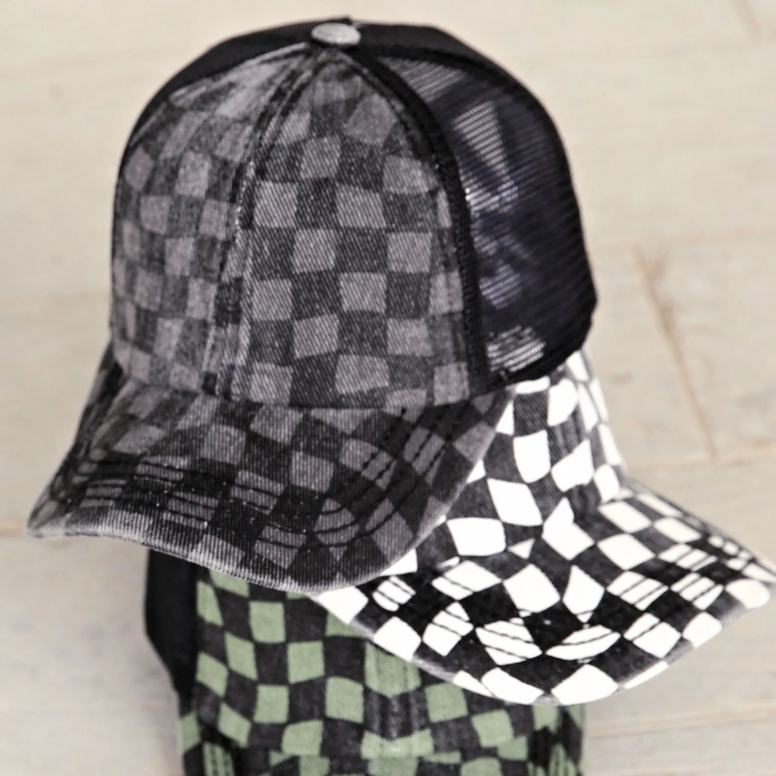 CC Checkered Pattern Pony Hats Criss Cross Style Women Cap for Ponytail sold by Roxie’s Picks product image thumbnail 4
