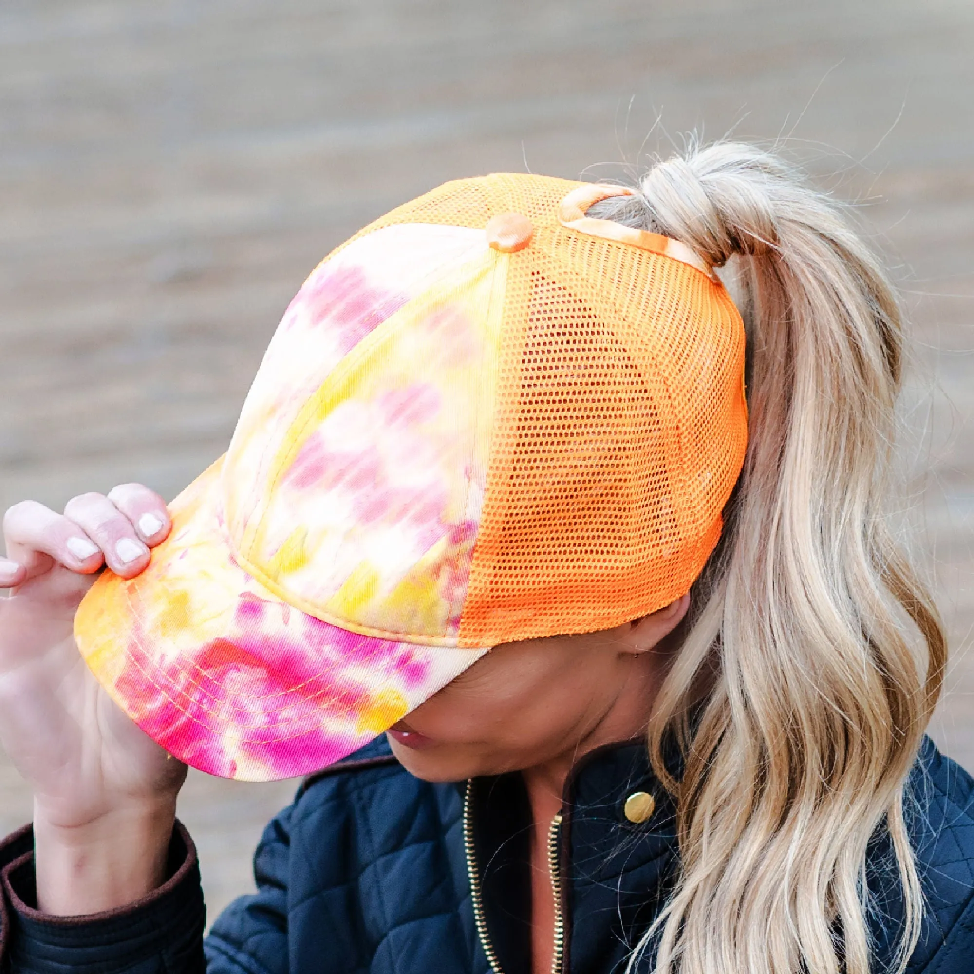 CC Diamond Dyed Mesh Criss-Cross Pony Cap sold by Roxie’s Picks