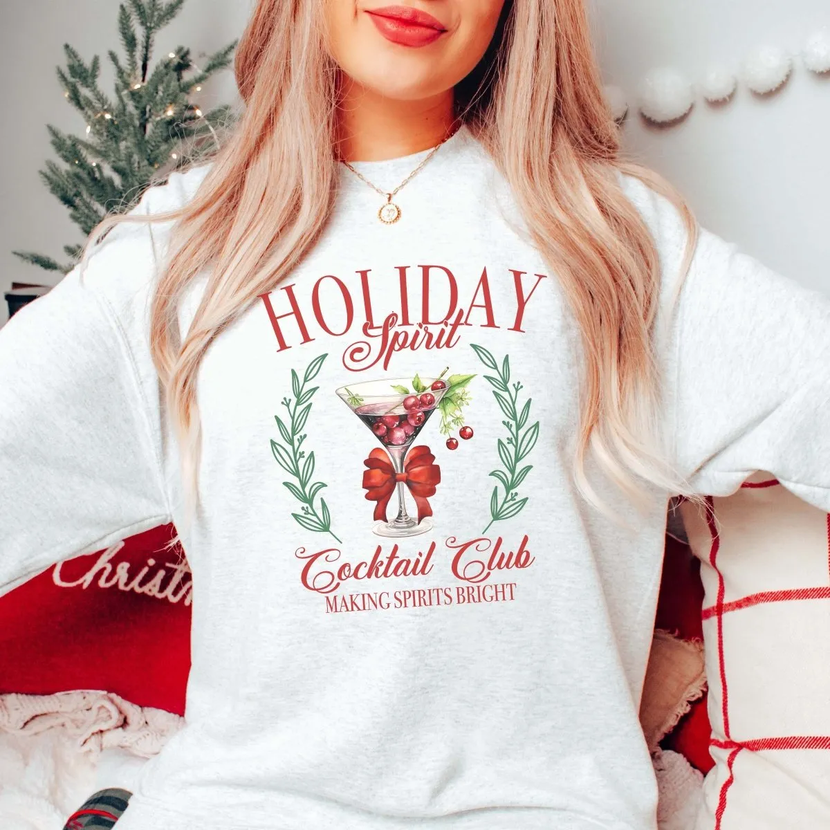 Holiday Spirit Cocktail Club Graphic Sweatshirt sold by Roxie’s Picks product image thumbnail 2