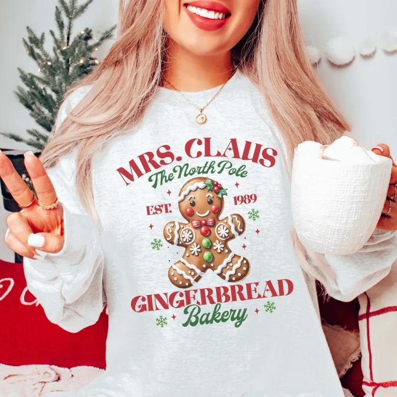 Mrs. Claus Gingerbread Bakery Graphic Sweatshirt sold by Roxie’s Picks