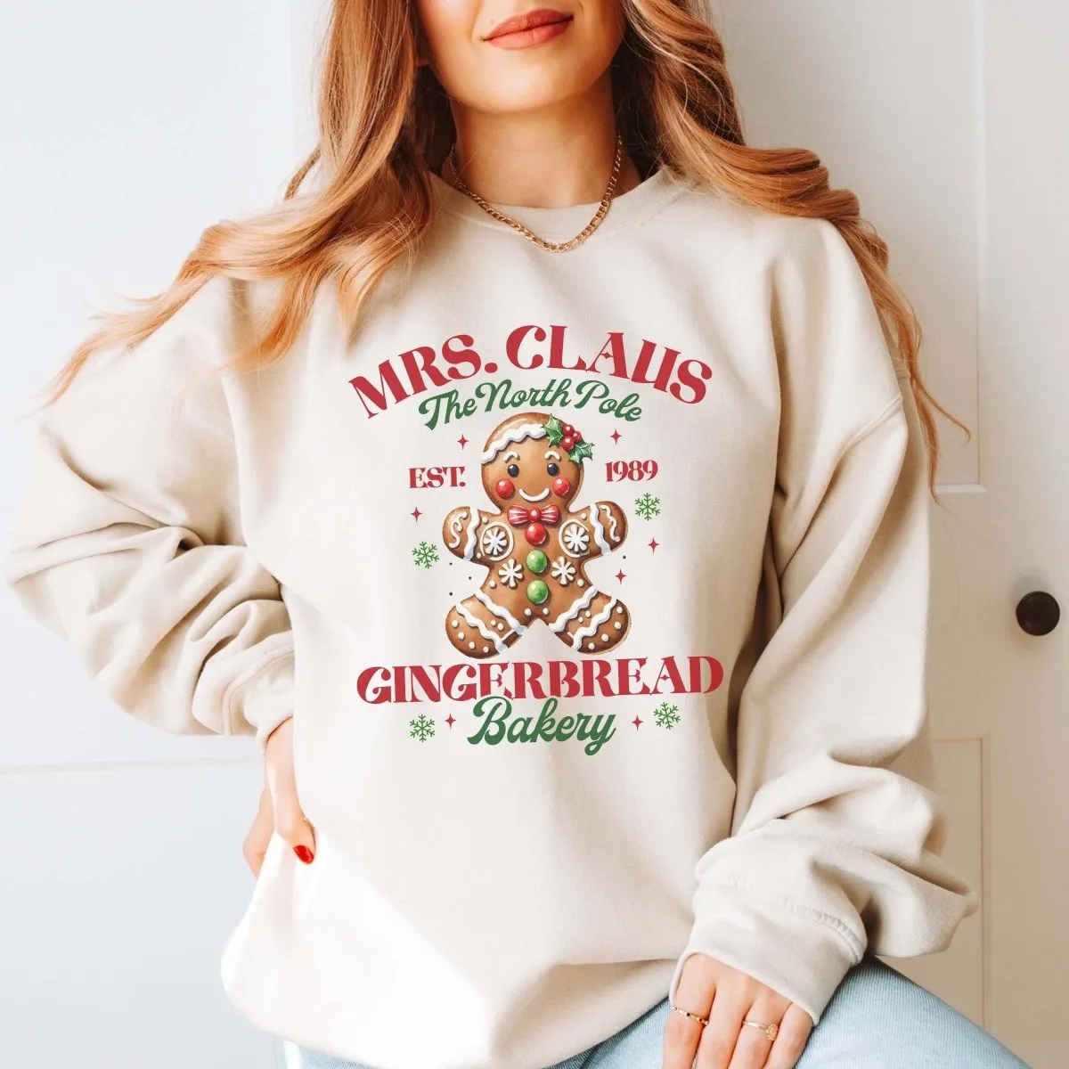 Mrs. Claus Gingerbread Bakery Graphic Sweatshirt sold by Roxie’s Picks product image thumbnail 2