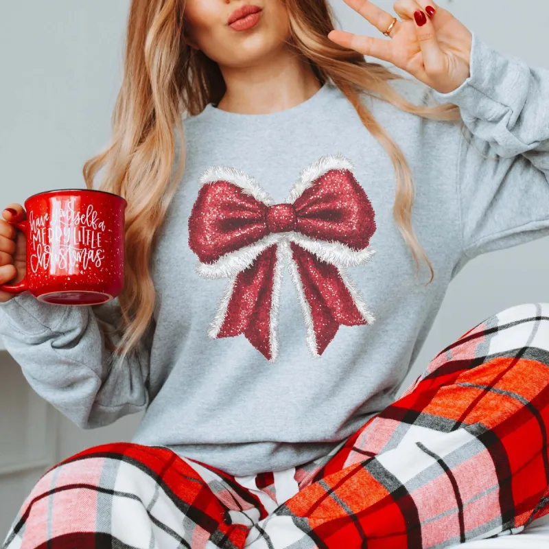 Sparkly Santa Bow Graphic Sweatshirt sold by Roxie’s Picks