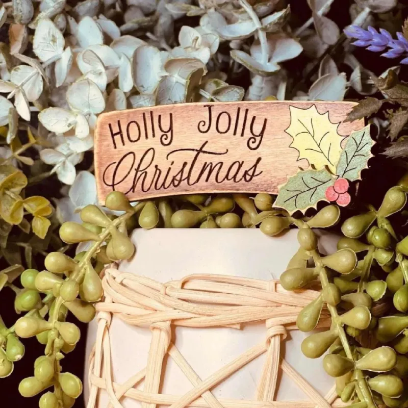 Holly Jolly Christmas Hair Claw Clip – Hand-Painted Wooden Design (4 Inches) sold by Roxie’s Picks