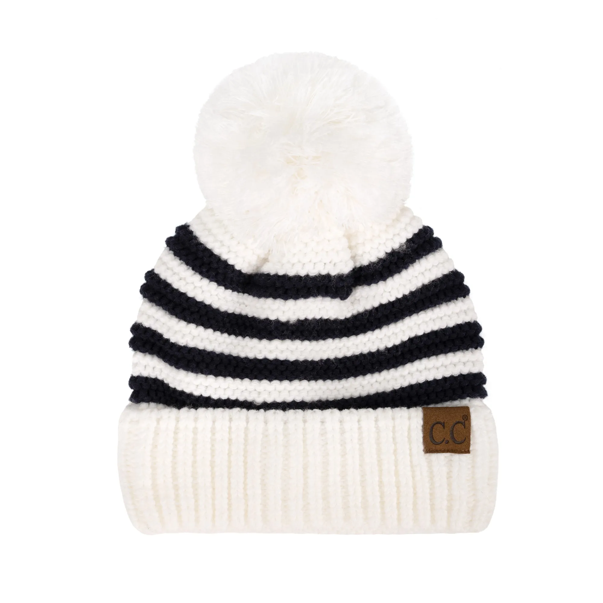CC Chunky Knit Striped Pom Beanie sold by Roxie’s Picks product image thumbnail 5