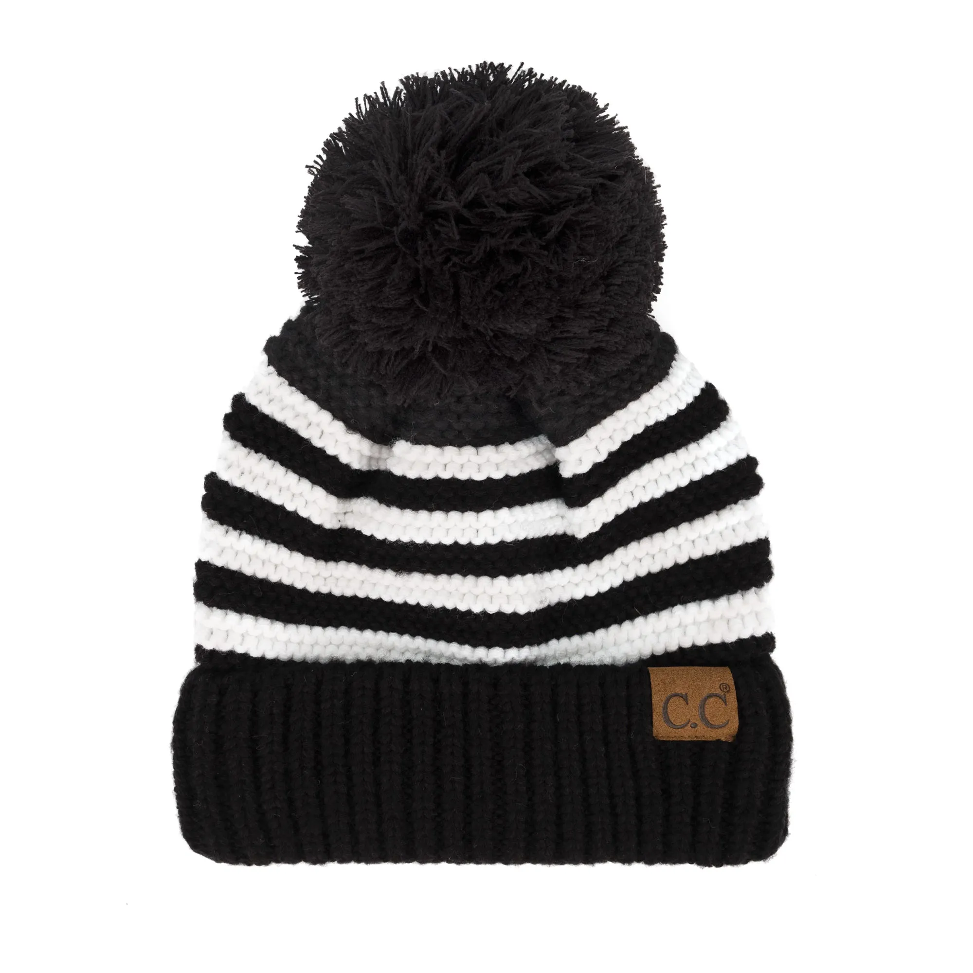 CC Chunky Knit Striped Pom Beanie sold by Roxie’s Picks product image thumbnail 3