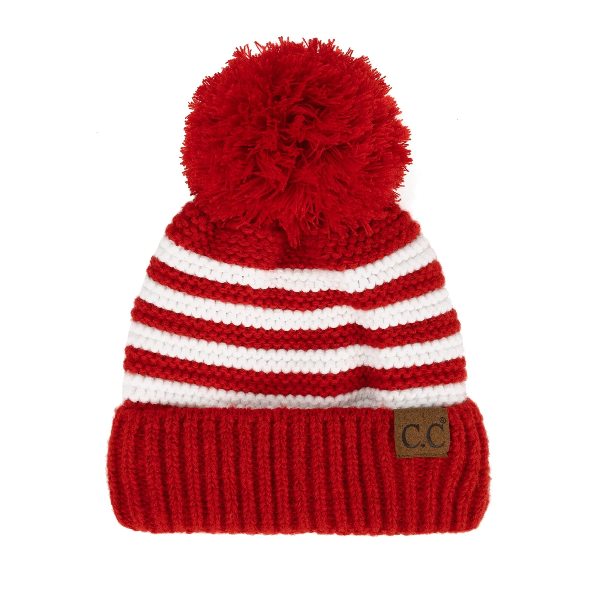 CC Chunky Knit Striped Pom Beanie sold by Roxie’s Picks product image thumbnail 4