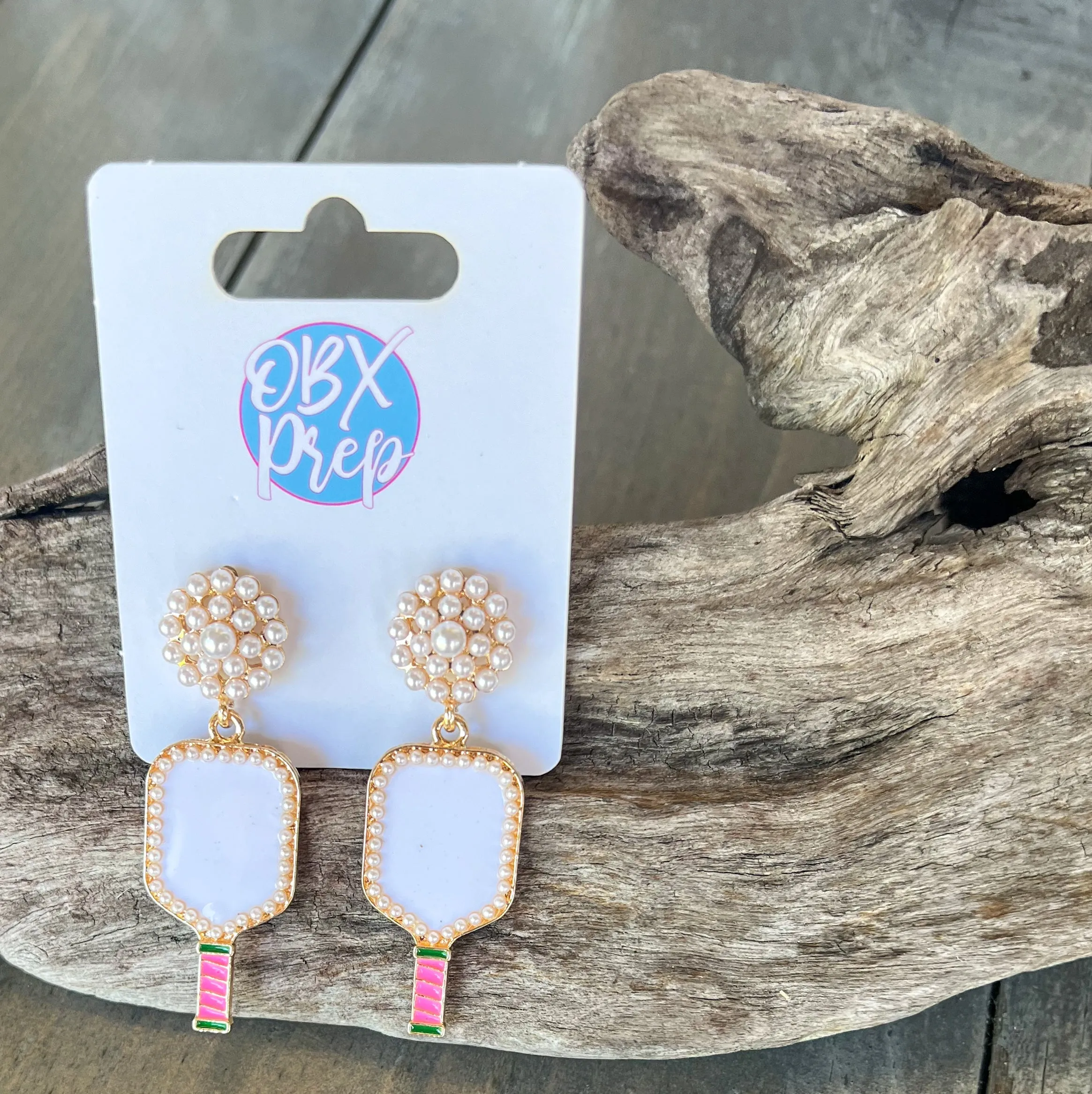 Jenny Pickleball Enamel and Pearl Dangle Earrings sold by Roxie’s Picks product image thumbnail 2