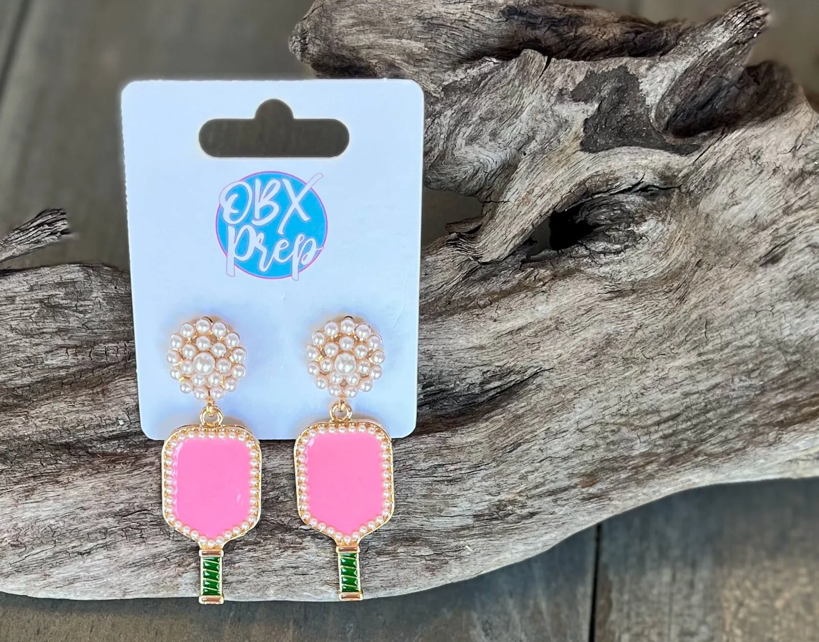 Jenny Pickleball Enamel and Pearl Dangle Earrings sold by Roxie’s Picks