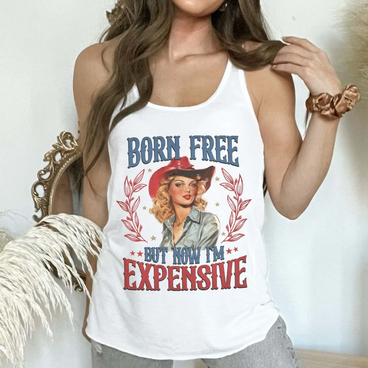 Born Free But Now I'm Expensive Bella Flowy Tank sold by Roxie’s Picks