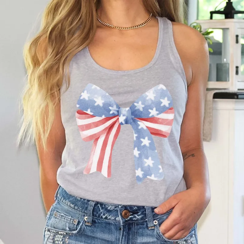 Stars and Stripes Bow Bella Flowy Tank sold by Roxie’s Picks