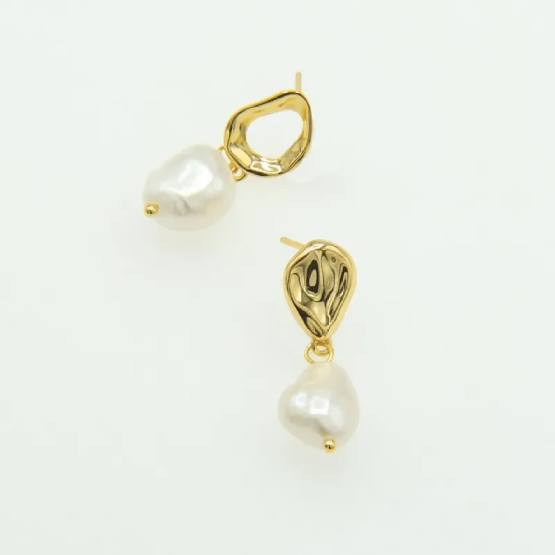 Calista Natural Pearl 18K Gold Vermeil Earrings sold by Roxie’s Picks
