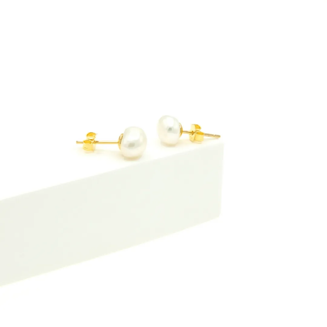 Kiera Stud Earrings Natural Pearl 18K Gold Vermeil sold by Roxie’s Picks product image thumbnail 4