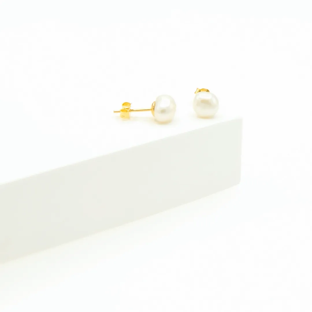 Kiera Stud Earrings Natural Pearl 18K Gold Vermeil sold by Roxie’s Picks product image thumbnail 3