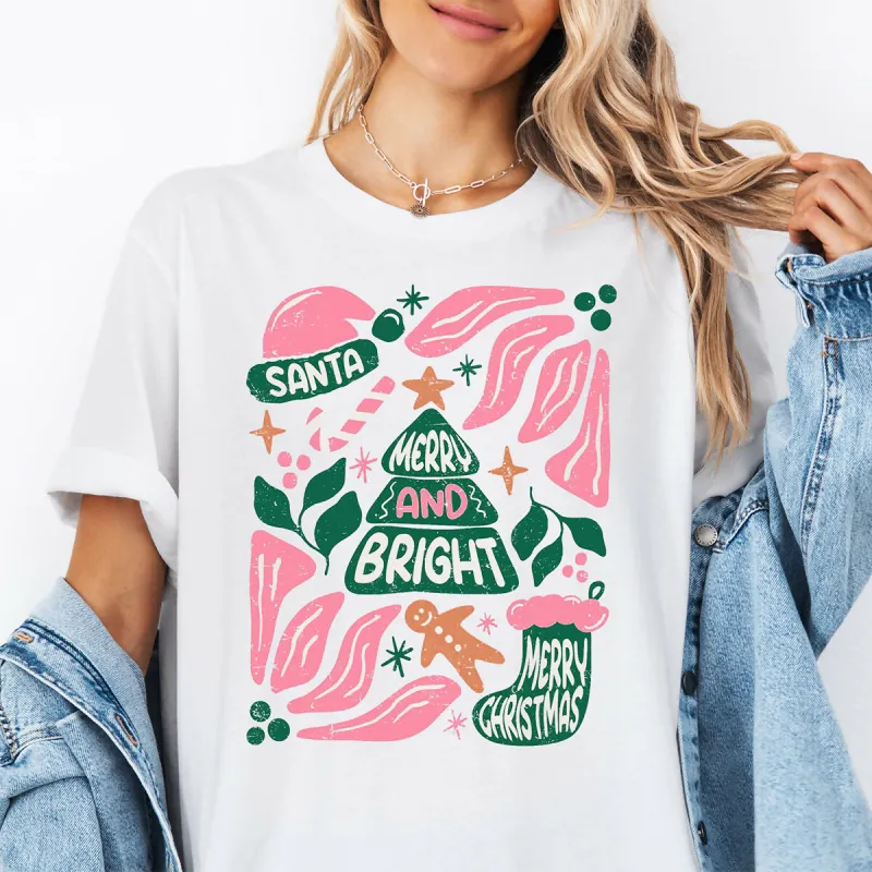 Merry And Bright Floral Matisse Style Christmas Graphic Tee sold by Roxie’s Picks