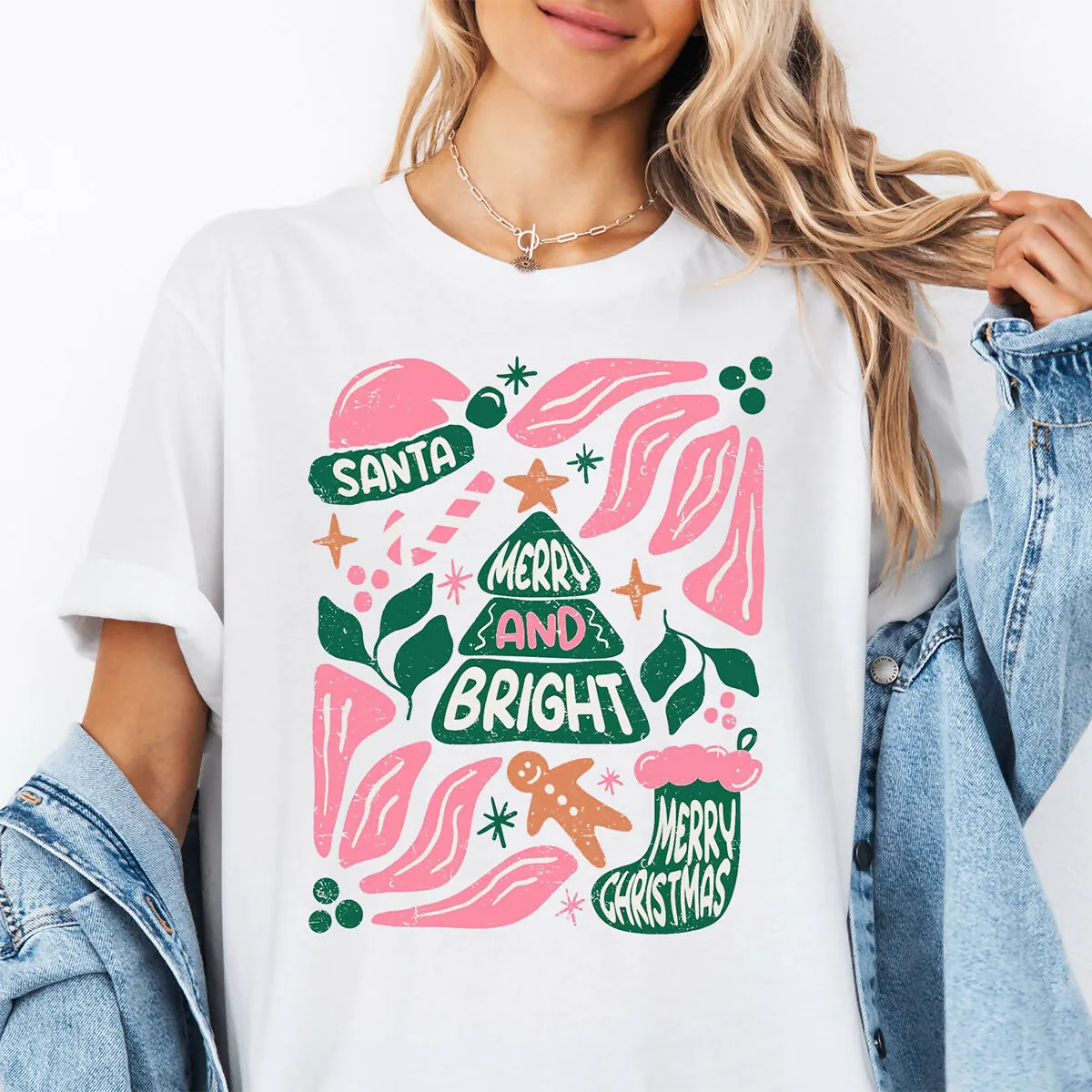 Merry And Bright Floral Matisse Style Christmas Graphic Tee sold by Roxie’s Picks