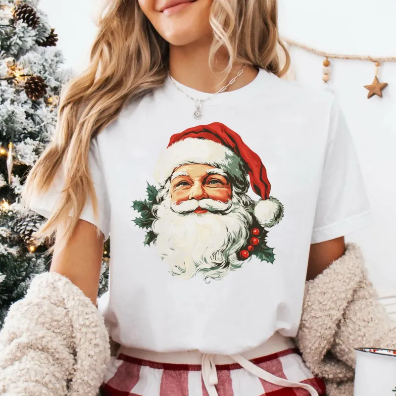 Vintage Santa Classic Christmas Graphic Tee sold by Roxie’s Picks
