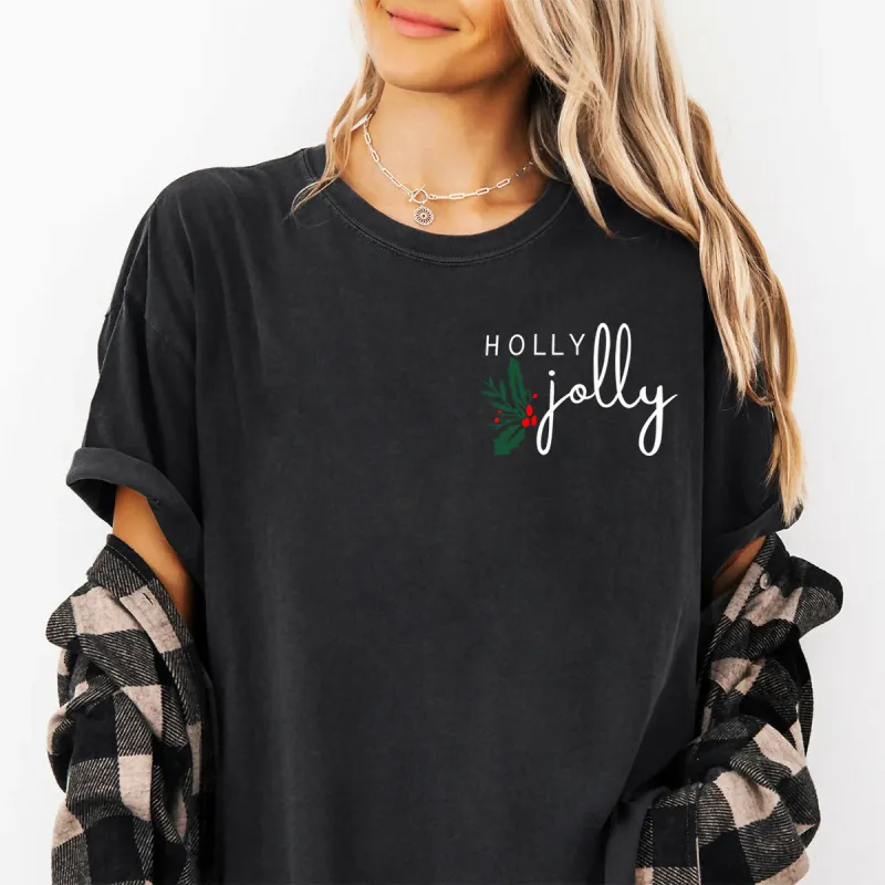 Holly Jolly Pocket Christmas Graphic Tee sold by Roxie’s Picks