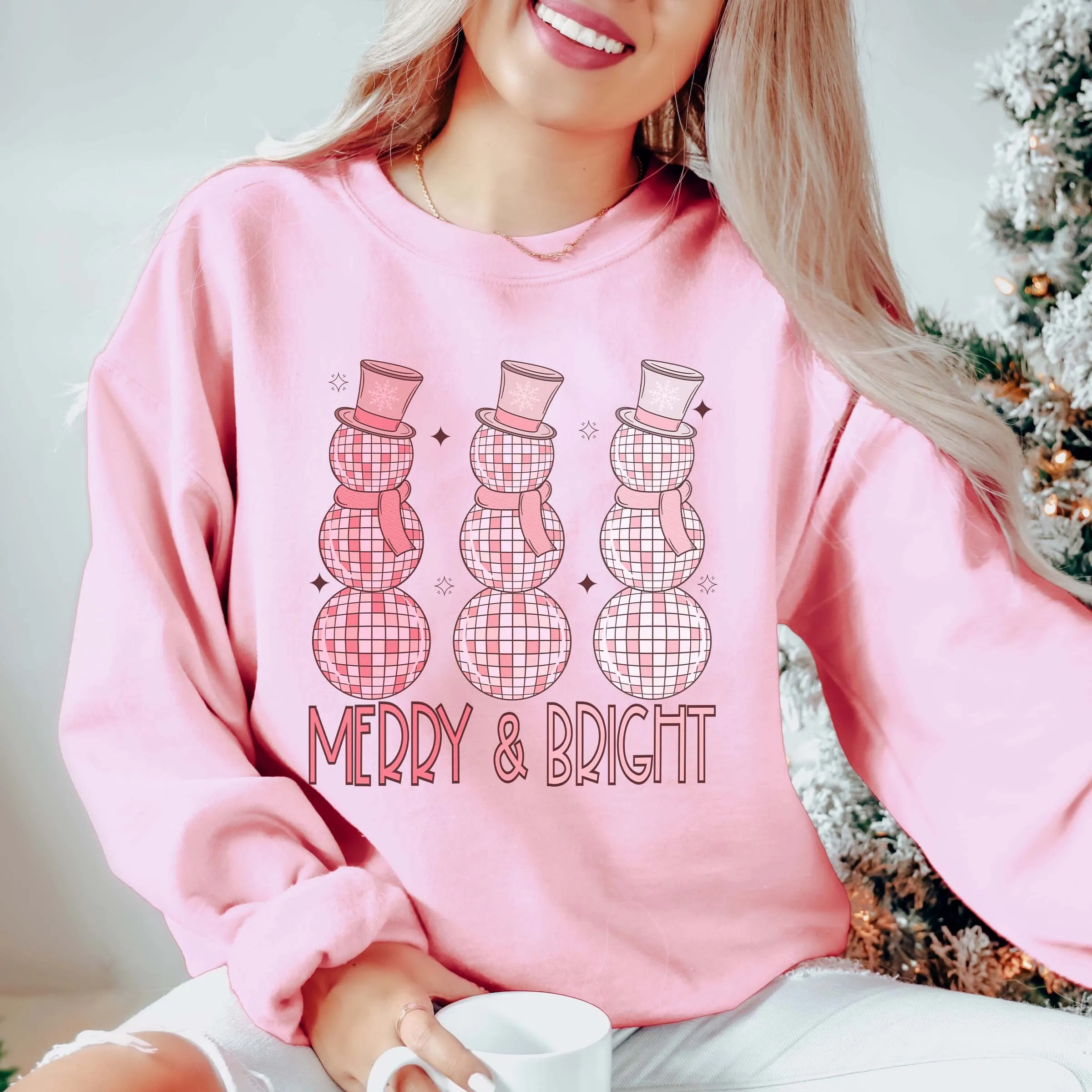 Merry & Bright Disco Snowmen Graphic Sweatshirt sold by Roxie’s Picks product image thumbnail 2