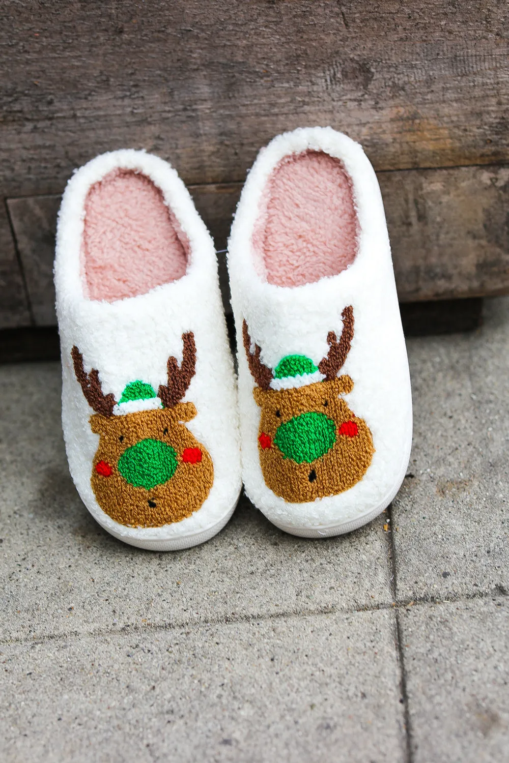 Holiday Red Nose Reindeer Print Fleece Slippers sold by Roxie’s Picks product image thumbnail 3