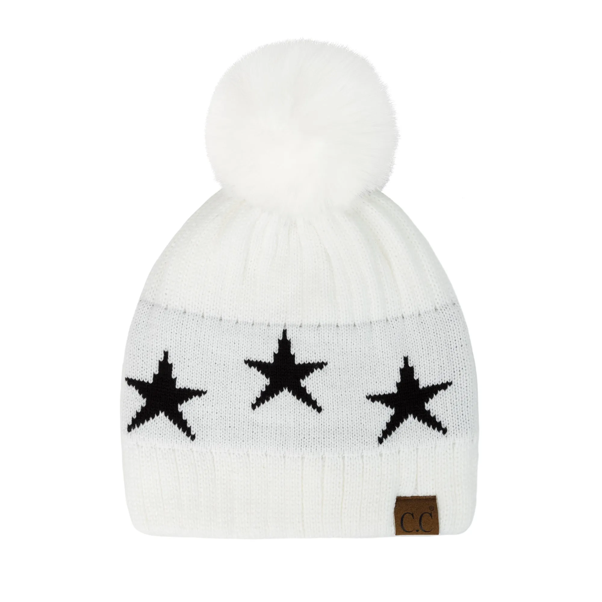 CC Beanie with Quality Faux Fur Pom & Star Pattern sold by Roxie’s Picks product image thumbnail 5