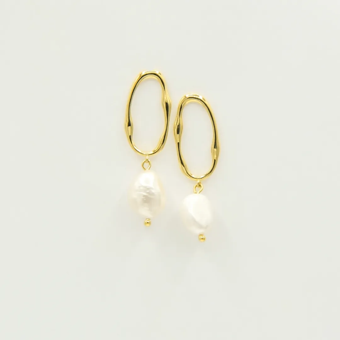 Aria Natural Pearl 18K Gold Vermeil Earrings sold by Roxie’s Picks product image thumbnail 3