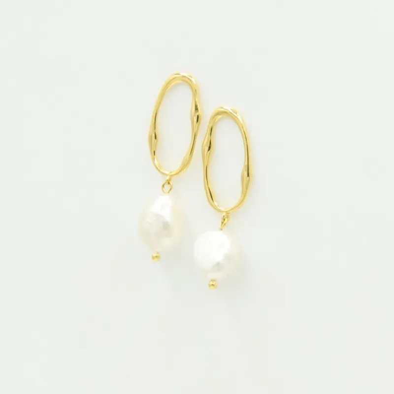 Aria Natural Pearl 18K Gold Vermeil Earrings sold by Roxie’s Picks