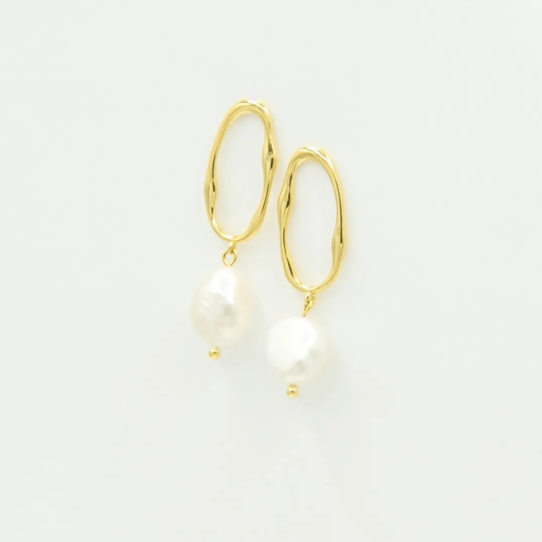 Aria Natural Pearl 18K Gold Vermeil Earrings sold by Roxie’s Picks