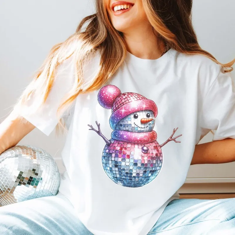 Snowman Disco Bella Graphic Tee sold by Roxie’s Picks