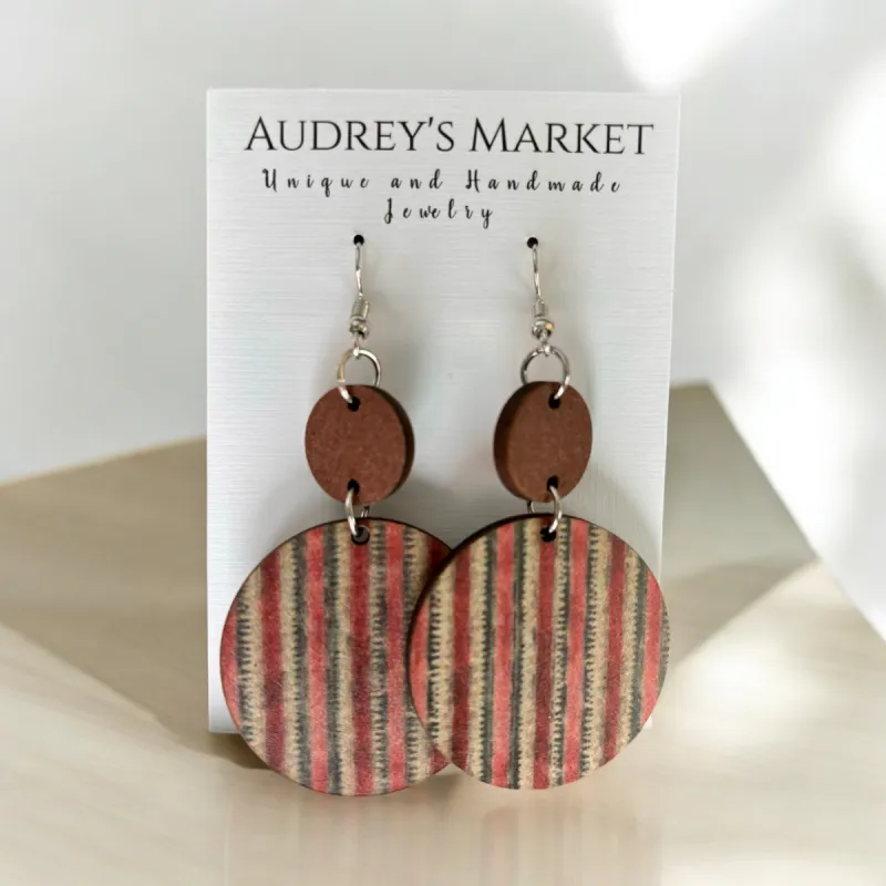 Trendy Christmas Lightweight Wooden Dangle Earrings - Bold Stripes sold by Roxie’s Picks