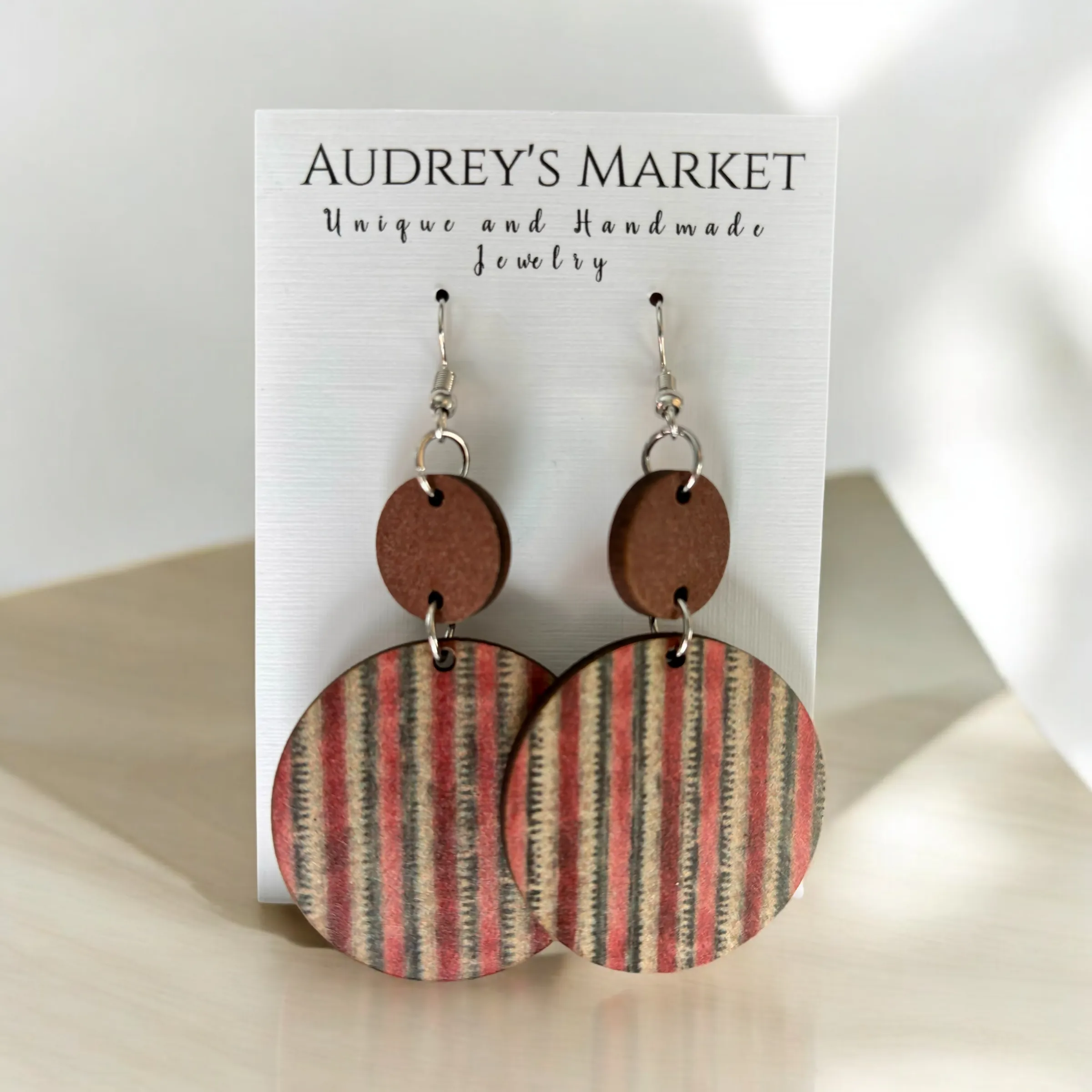 Trendy Christmas Lightweight Wooden Dangle Earrings - Bold Stripes sold by Roxie’s Picks